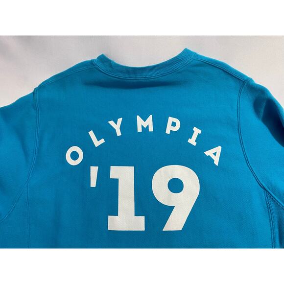 Vintage Champion Reverse Weave 90s Olympia Revive Blue Sweatshirt size Small - Picture 11 of 11